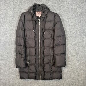Juicy Couture Puffer Parka Jacket Women Small Black Down Feather Hooded Coat Y2K